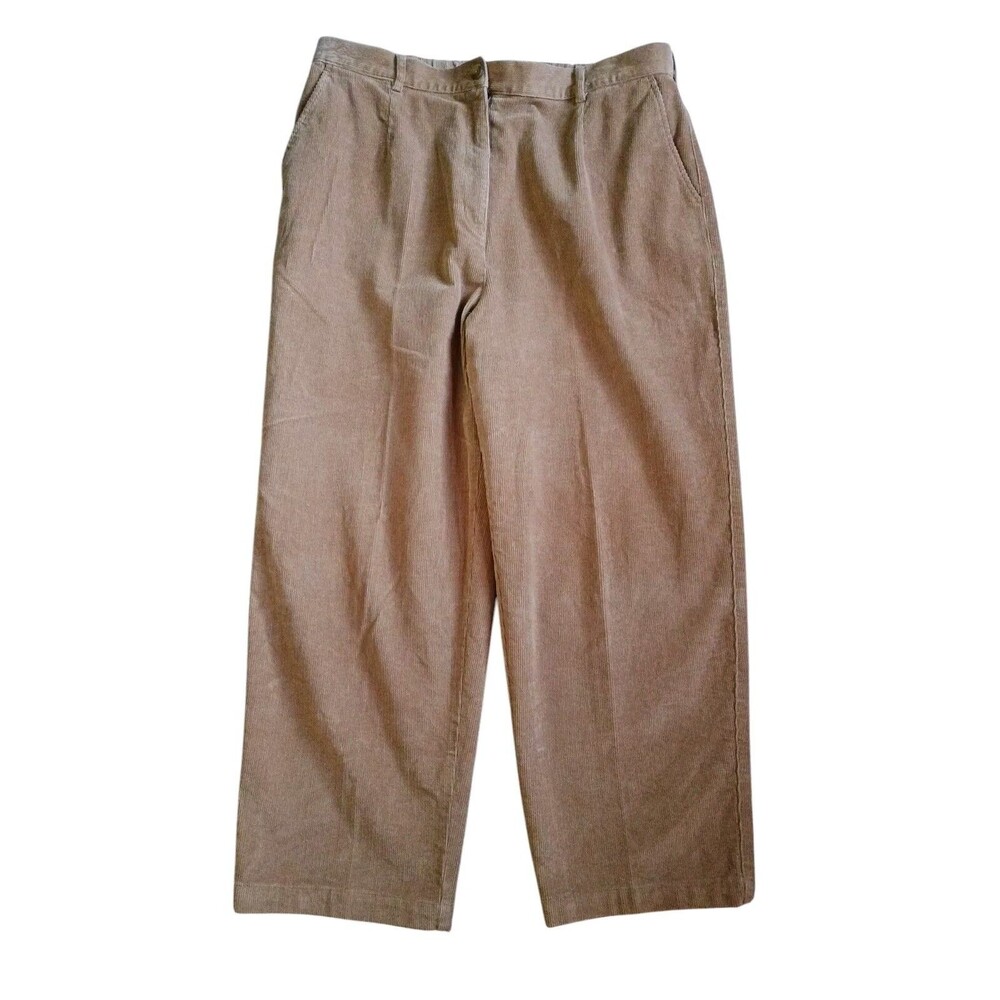 LL Bean Corduroy Pants Womens Sz 18 Tan Original Fit Straight Leg 35x25 Actual